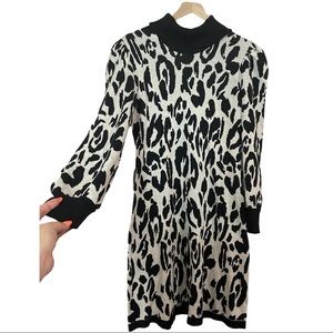 White leopard Sweater Dress
